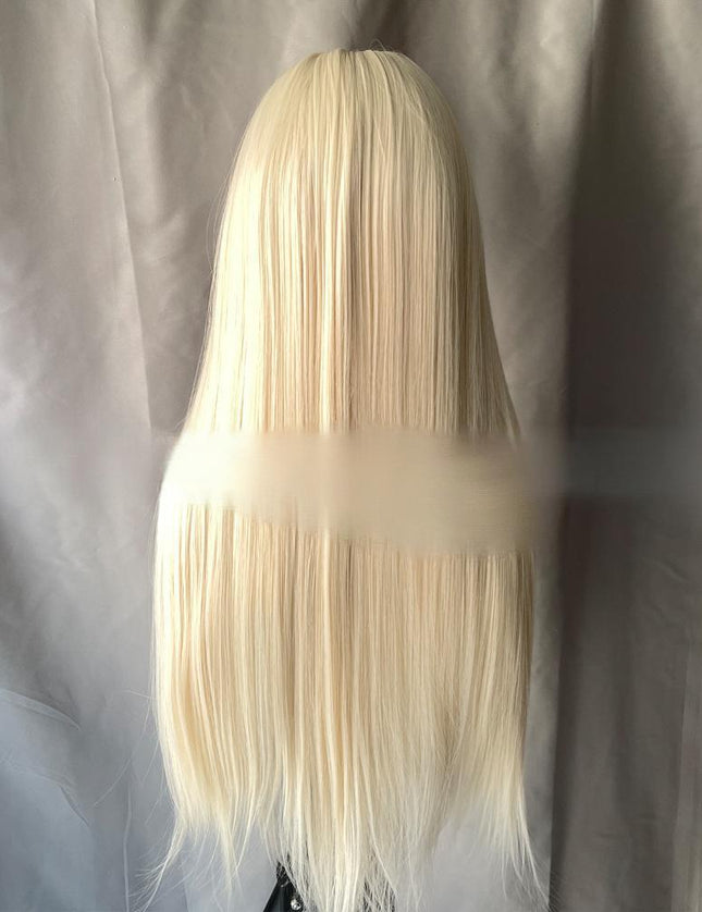 Synthetic lace frontal color wig straight---13*6---platium blonde color