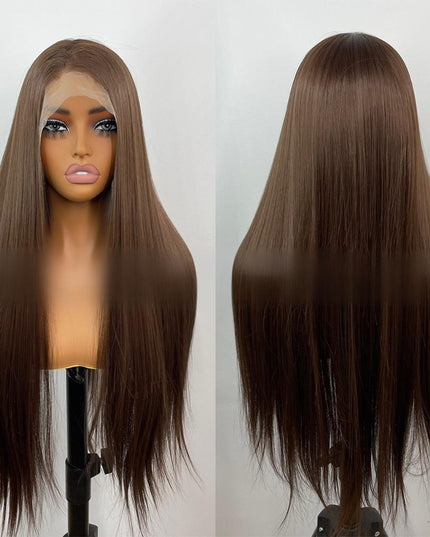 Synthetic lace frontal color wig straight---13*4---Mocha Brown color---pay 1 get 2