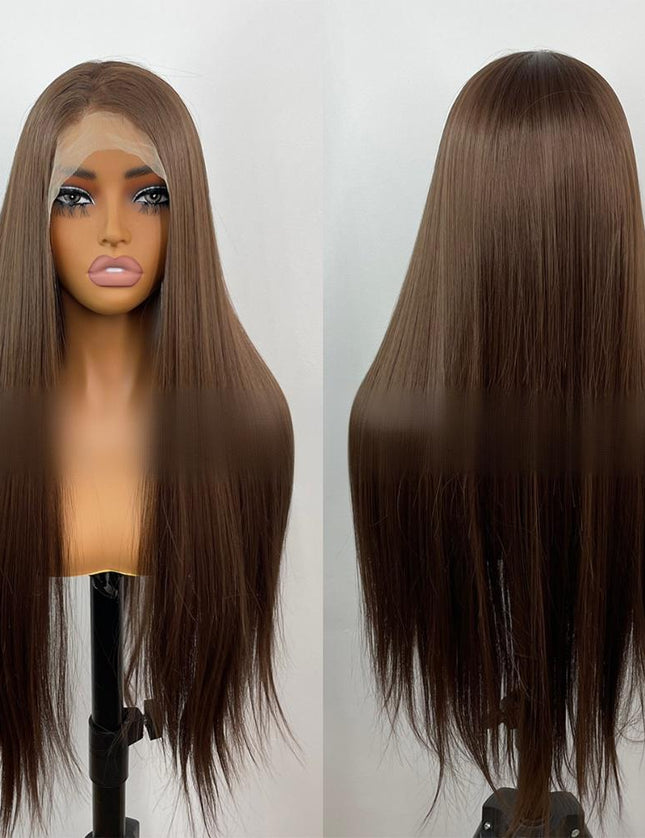 Synthetic lace frontal color wig straight---13*4---Mocha Brown color---pay 1 get 2