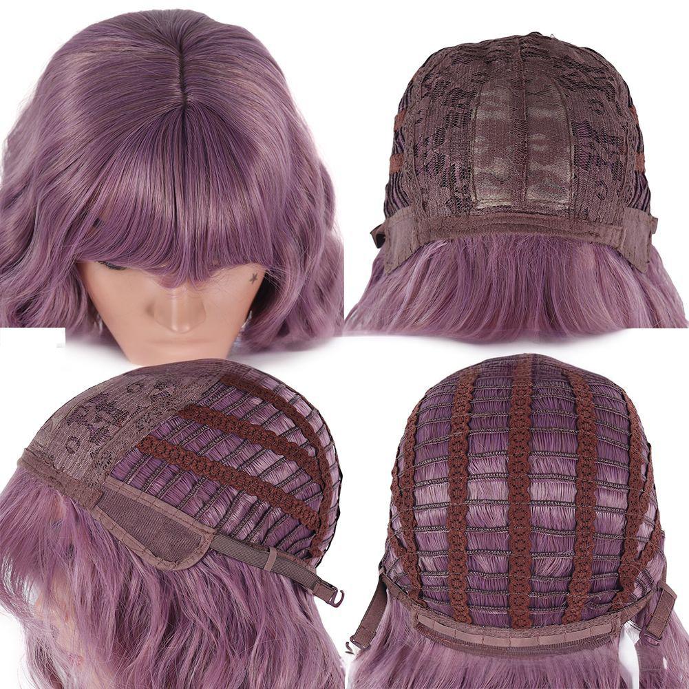 Short fiber cosplay wig with a bang