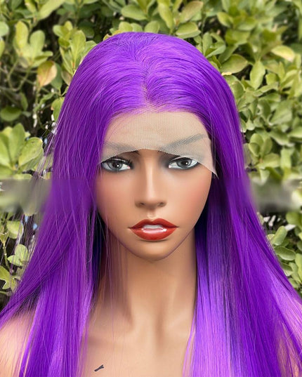 Synthetic lace frontal color wig straight---13*4---light purple color--pay 1 get 2