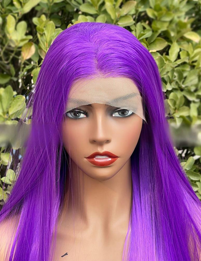 Synthetic lace frontal color wig straight---13*4---light purple color--pay 1 get 2