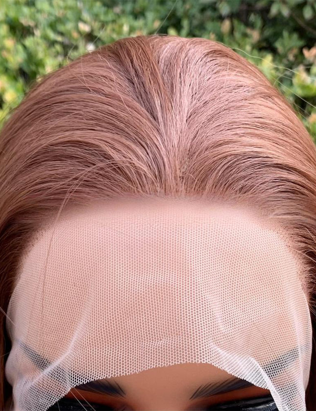 Synthetic lace frontal color wig straight---13*4---coppery brown color--pay 1 get 2