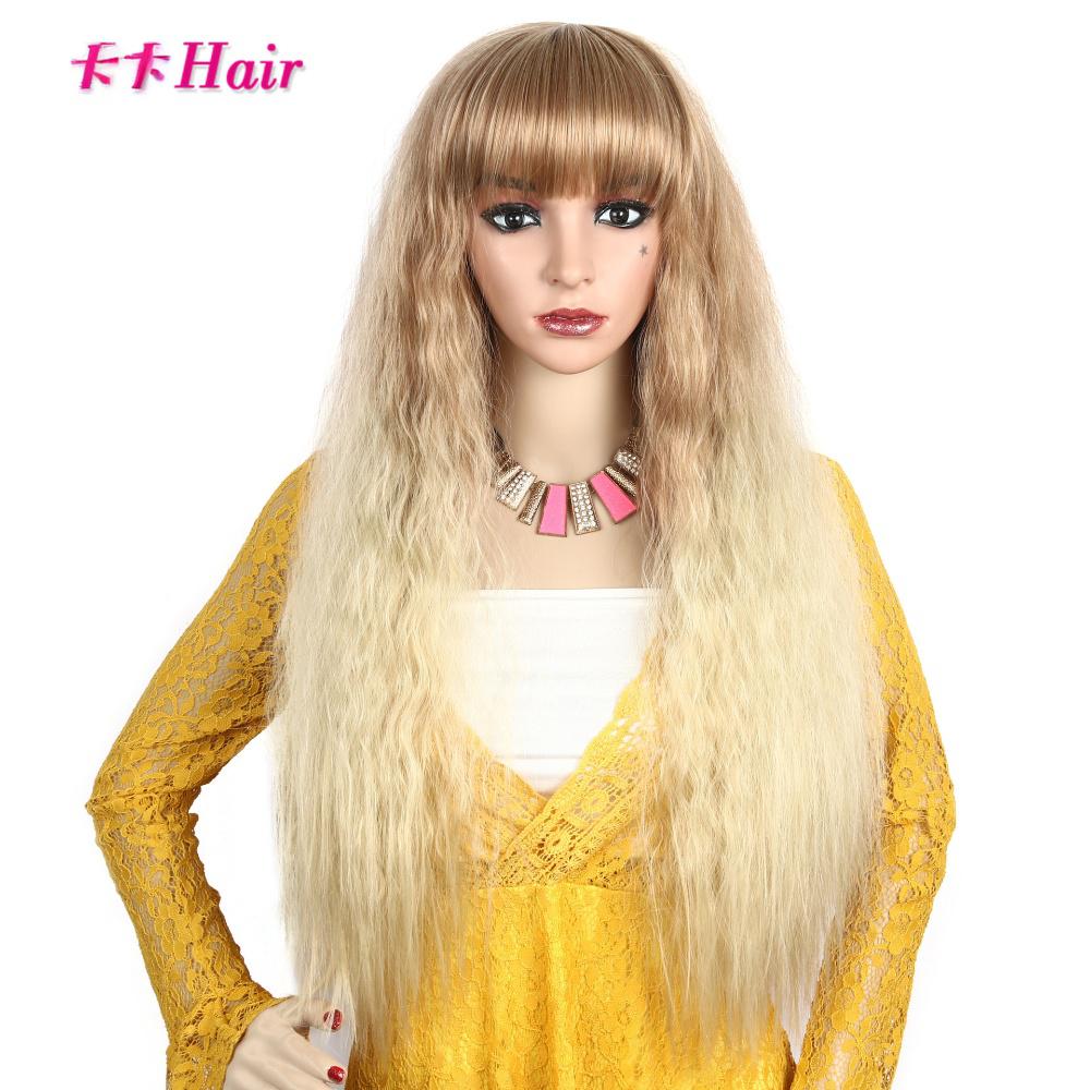 Fiber blonde brown, straight bangs, fluffy corn perm wigs