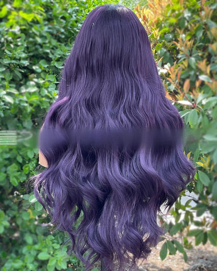 Synthetic lace frontal color wig wavy---13*4---purple color