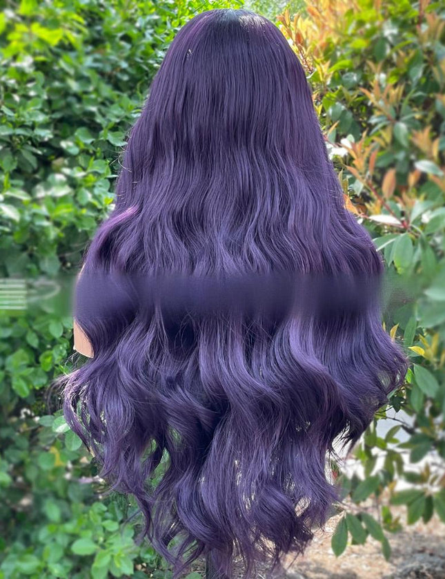 Synthetic lace frontal color wig wavy---13*4---purple color