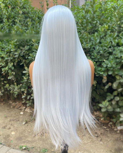 Synthetic lace frontal color wig straight---13*4---blue white color--pay 1 get 2