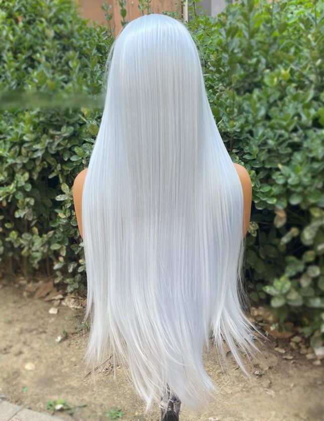 Synthetic lace frontal color wig straight---13*4---blue white color--pay 1 get 2