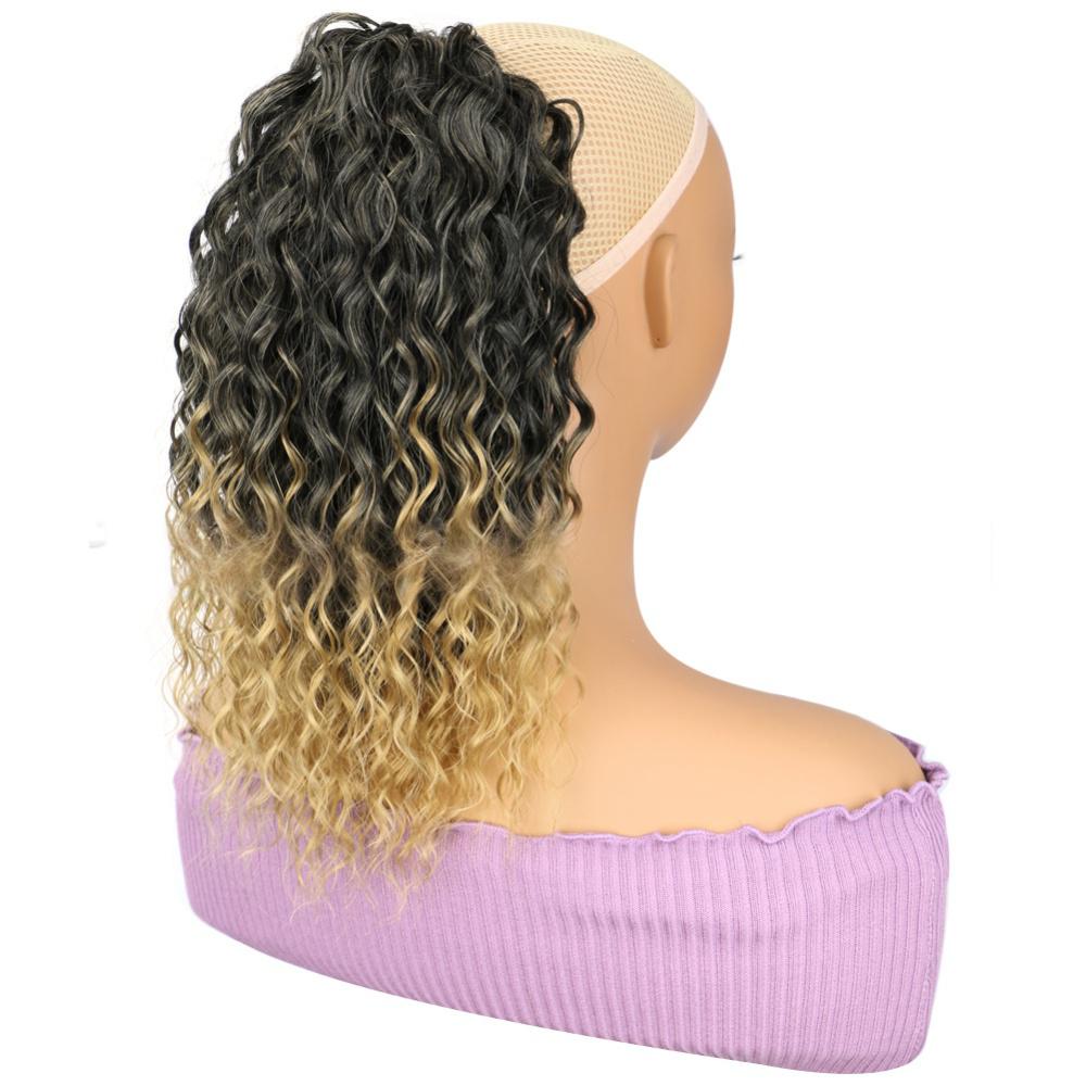 14 inch Drawstring style synthetic Deep wave , ponytail-ombre 1b/27