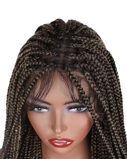 Synthetic Transparent Full Lace Braided Wigs Knotless Box Braids Wig # 1B/27