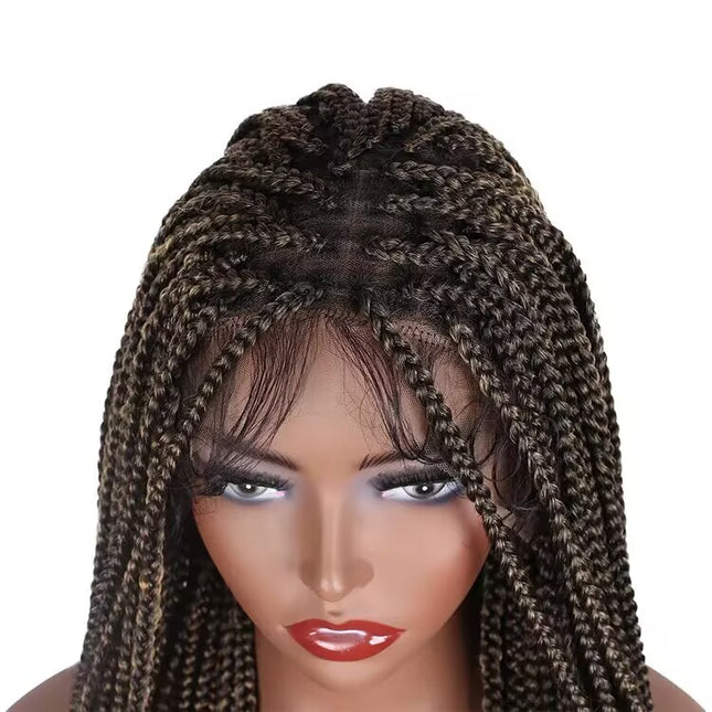 Synthetic Transparent Full Lace Braided Wigs Knotless Box Braids Wig # 1B/27