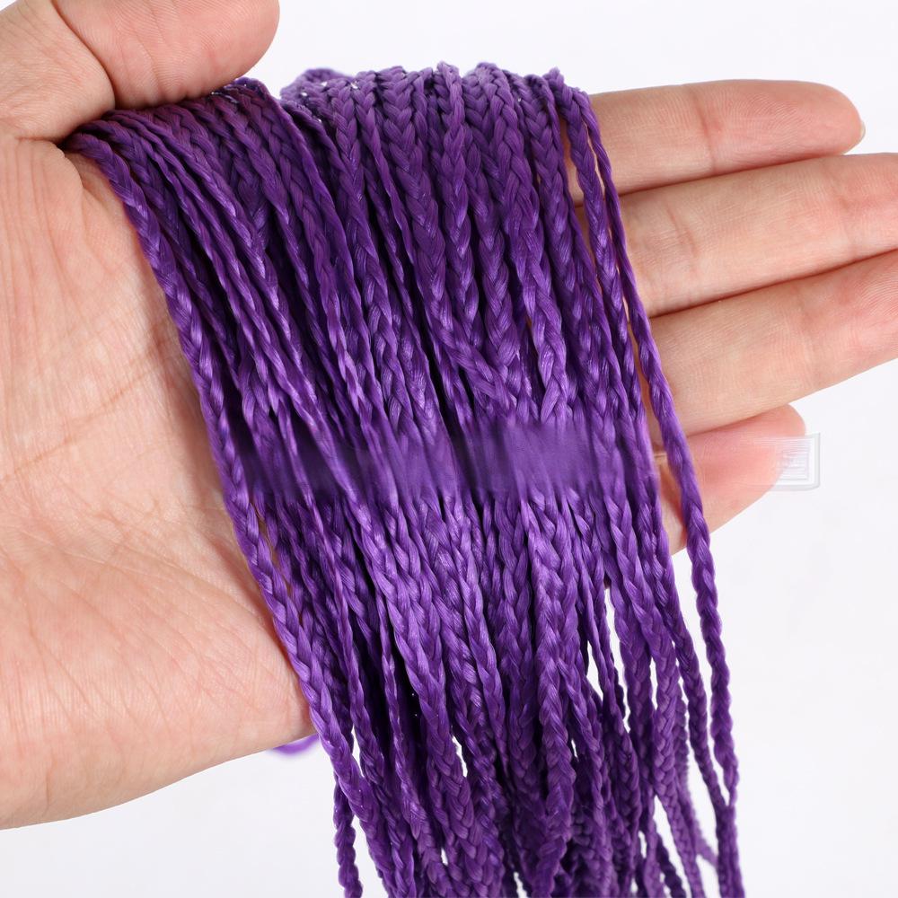 Fiber Thin three strand braid, straight Crochet Box Braids-- purple