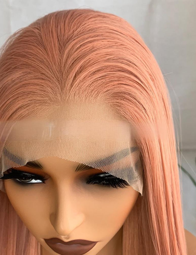 Synthetic lace frontal color wig---13*4---smoke pink color--- pay 1 get 2