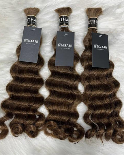 big deep wave  brown color 12A human hair bulk for braiding