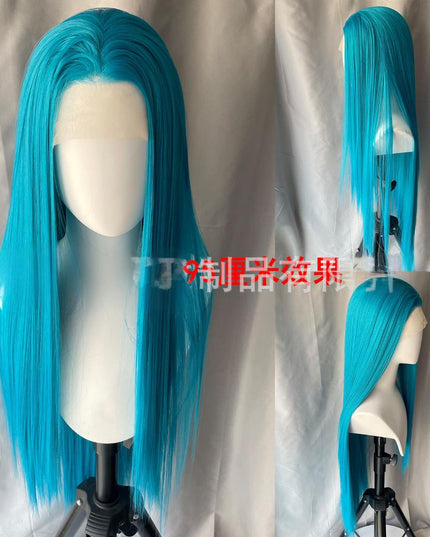 Synthetic lace frontal color wig straight---13*4---turquoise green color