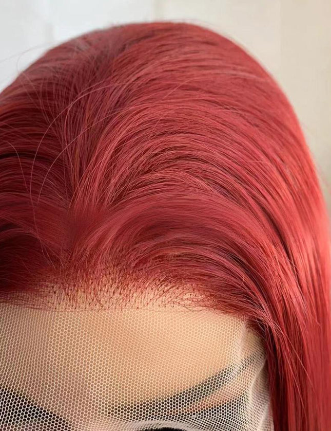 Synthetic lace frontal color wig straight---13*4--- burgundy color--pay 1 get 2