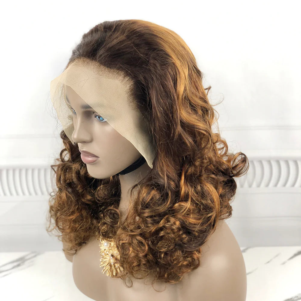 Fumi curl color #P4/30, 13x4 Lace Frontal wig 100% Virgin Human Hair Transparent  LACE Wig 180% density