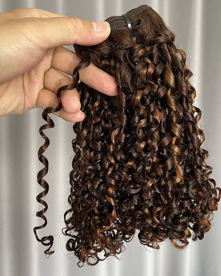 Funmi pixie curl  P4/30 Double drown Premium Donor Virgin Hair Hair Bundle  1PC