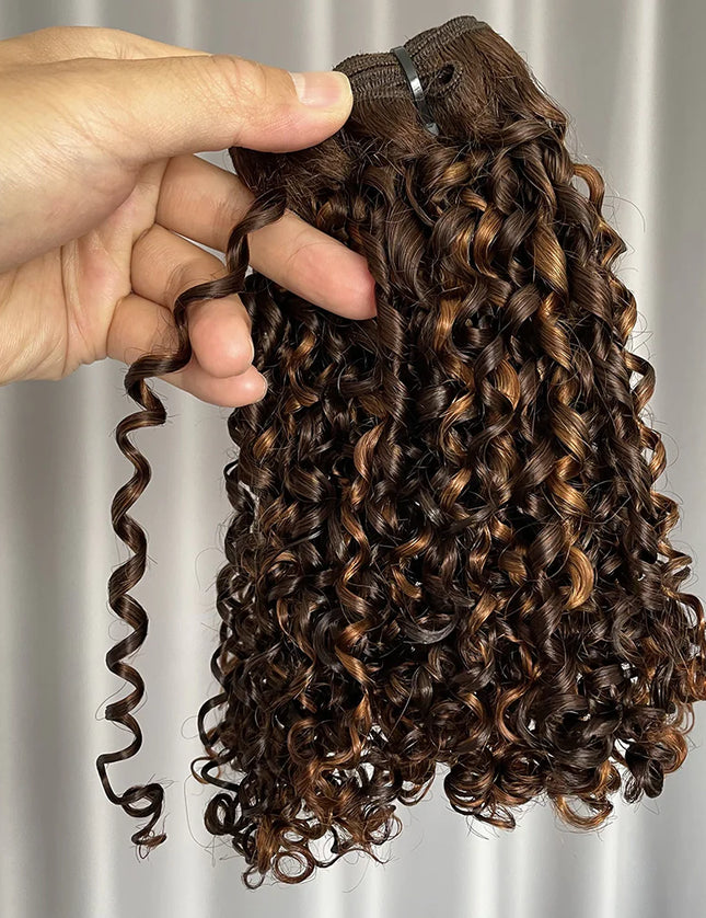 Funmi pixie curl  P4/30 Double drown Premium Donor Virgin Hair Hair Bundle  1PC