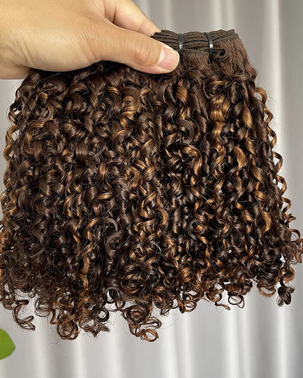 Funmi pixie curl  P4/30 Double drown Premium Donor Virgin Hair Hair Bundle  1PC