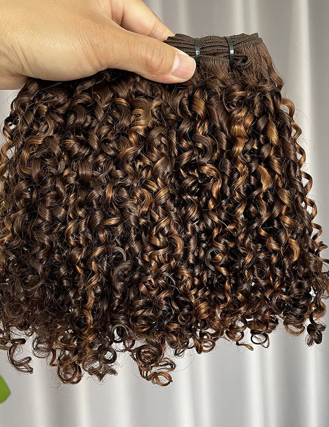 Funmi pixie curl  P4/30 Double drown Premium Donor Virgin Hair Hair Bundle  1PC