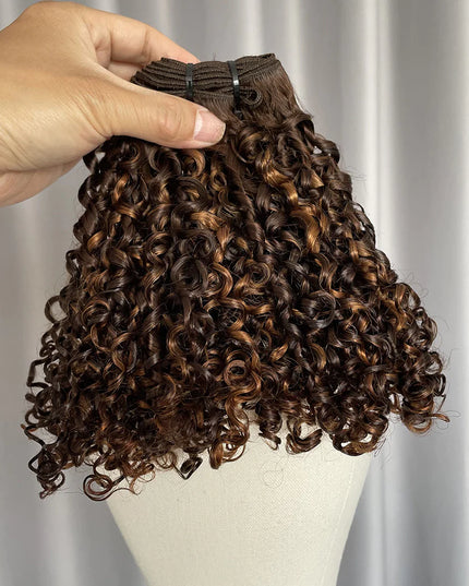 Funmi pixie curl  P4/30 Double drown Premium Donor Virgin Hair Hair Bundle  1PC