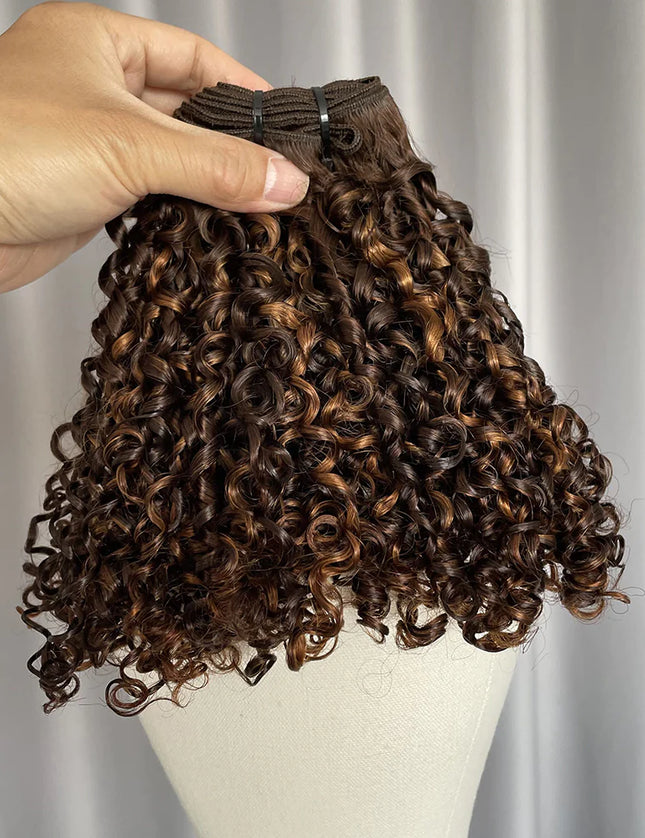 Funmi pixie curl  P4/30 Double drown Premium Donor Virgin Hair Hair Bundle  1PC