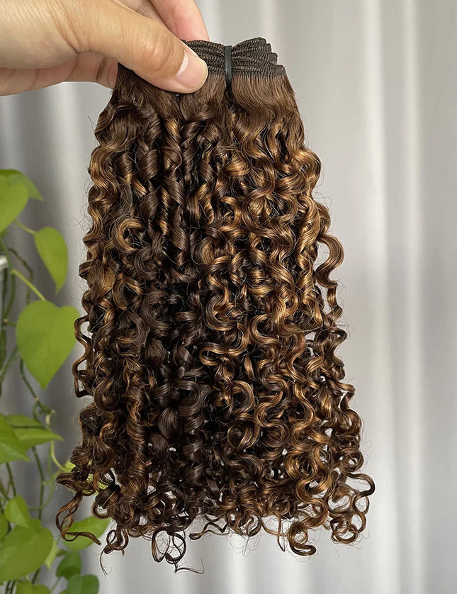 Funmi pixie curl  P4/30 Double drown Premium Donor Virgin Hair Hair Bundle  1PC