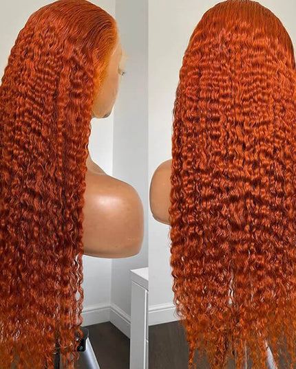 water wave ginger color 4x4，5x5 Lace closure 100% Virgin Human Hair Wig 15A
