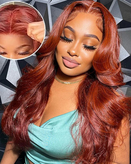 Reddish brown Color 33 4x4, 5*5 body wave Lace closure 100% Virgin Human Hair Wig 15A