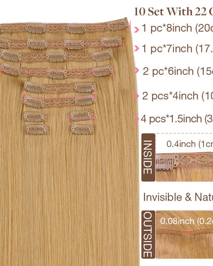 remy clip hair extensions--- Gold blonde Color