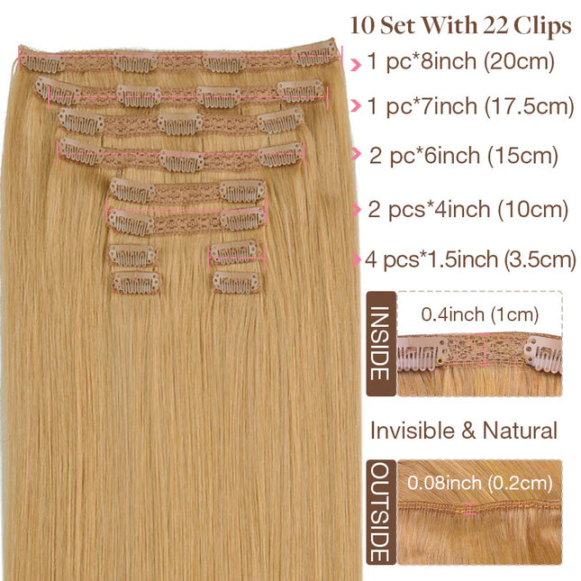 remy clip hair extensions--- Gold blonde Color
