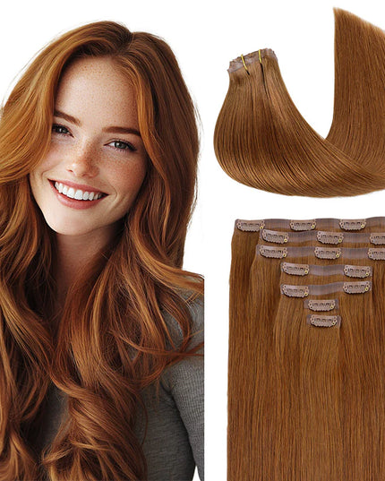 PU clip hair extensions--Color #6