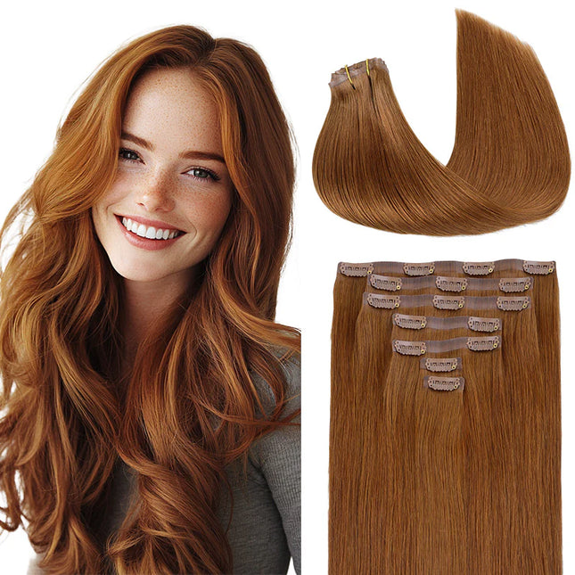 PU clip hair extensions--Color #6