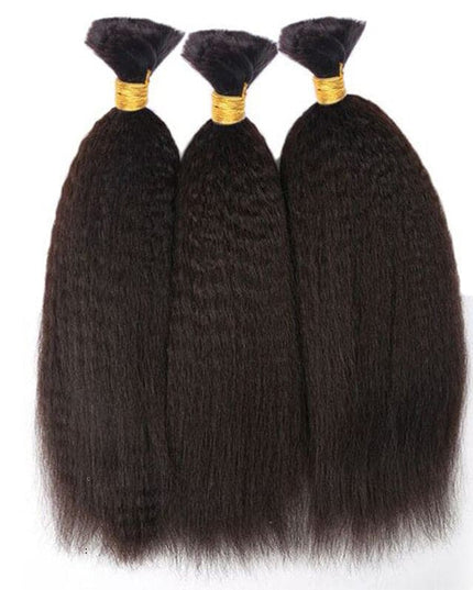 kinky straight natural black color 15A human hair bulk for braiding