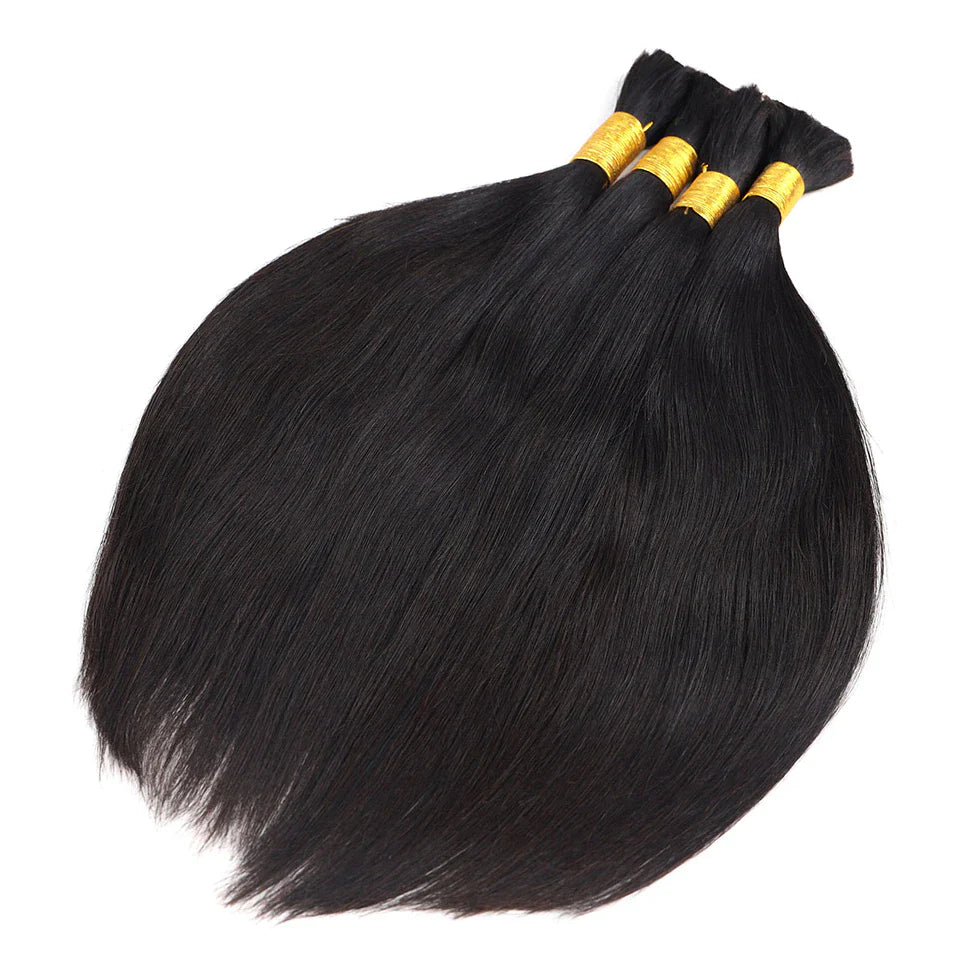 Cabello humano liso color negro natural 12A a granel para trenzar