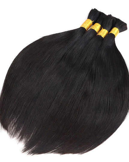 Straight natural black color 15A human hair bulk for braiding