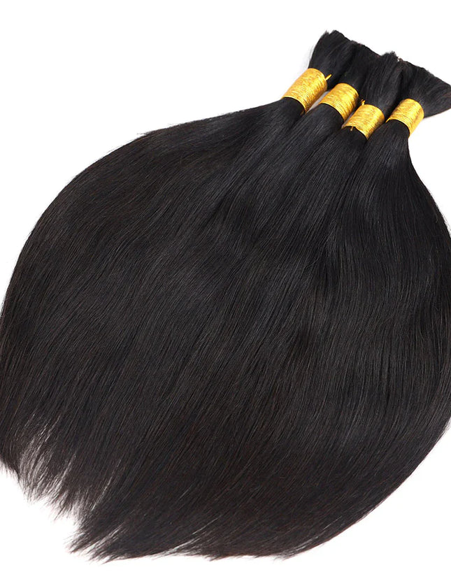 Straight natural black color 15A human hair bulk for braiding