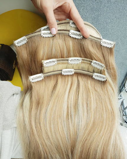 remy clip hair extensions-P22/613 color