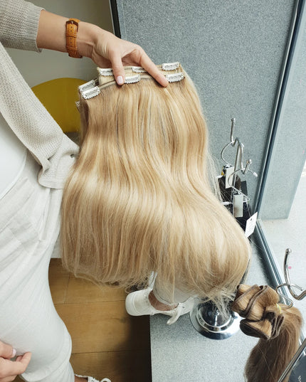 remy clip hair extensions-P22/613 color