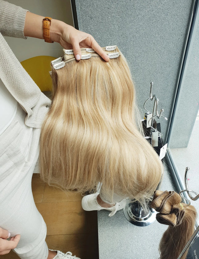 remy clip hair extensions-P22/613 color