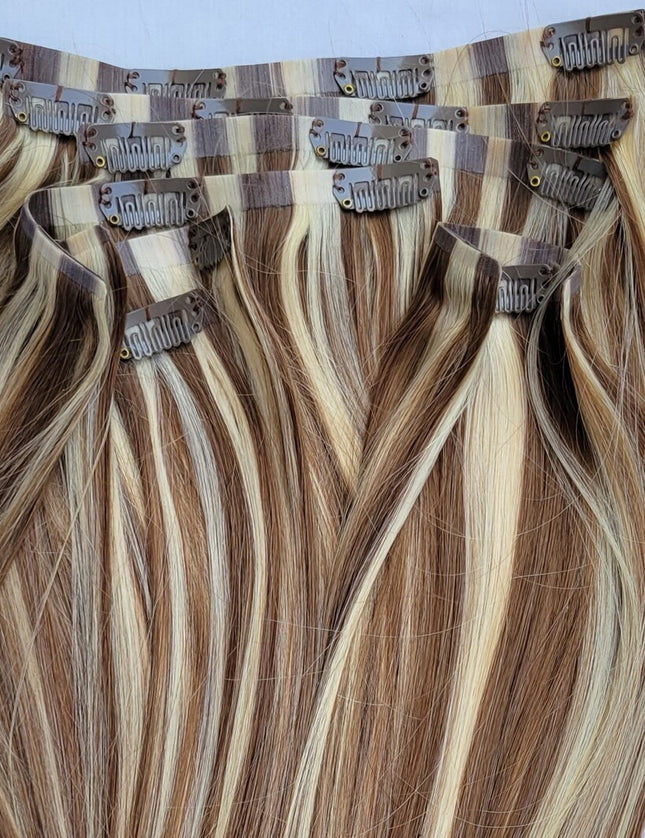 PU clip hair extensions---Color P6/613