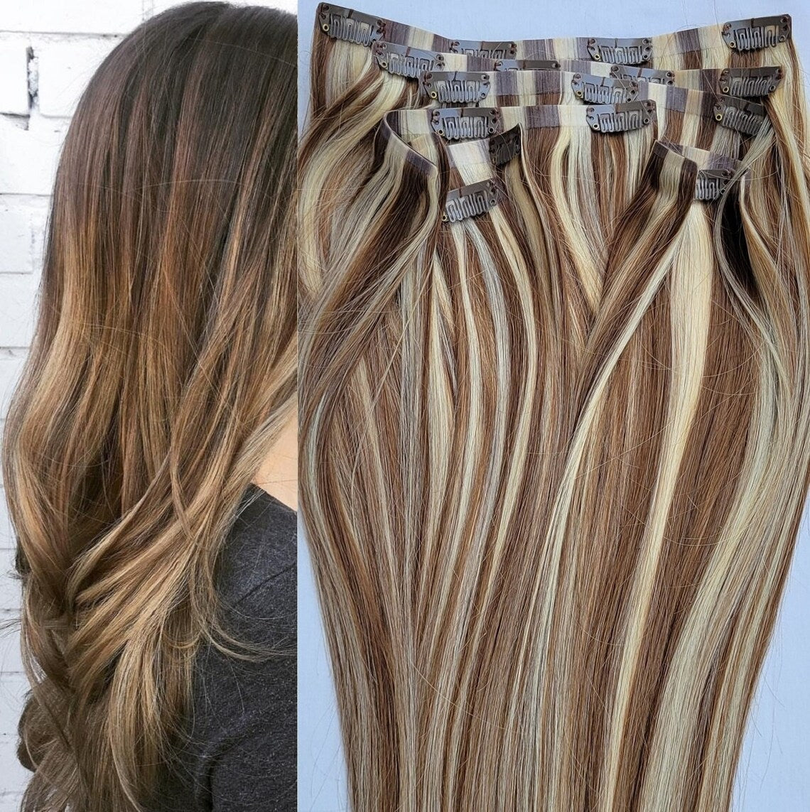 PU clip hair extensions---Color P6/613