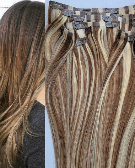 PU clip hair extensions---Color P6/613