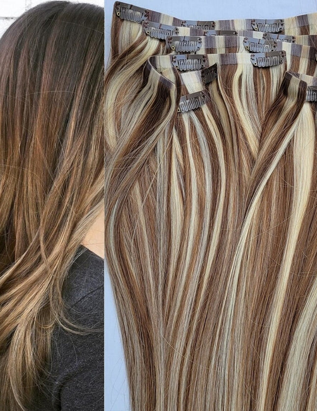 PU clip hair extensions---Color P6/613