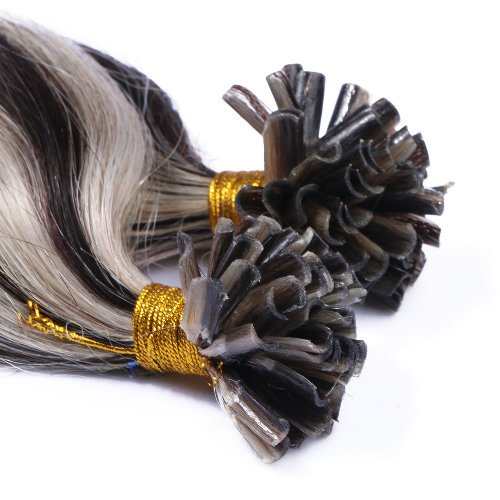 U tip hair extensions- 1B and grey Color- body wave