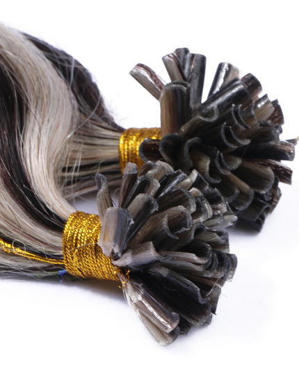 U tip hair extensions- 1B and grey Color- body wave