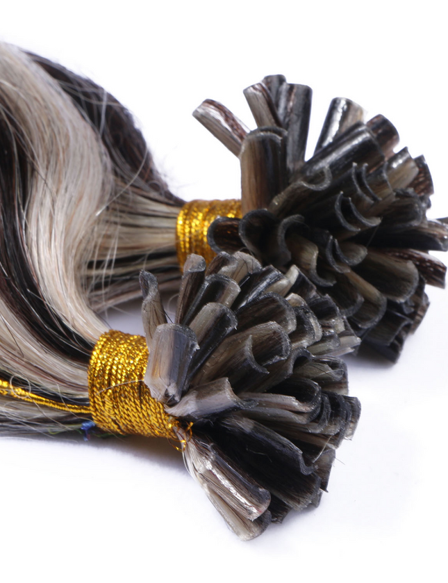 U tip hair extensions- 1B and grey Color- body wave