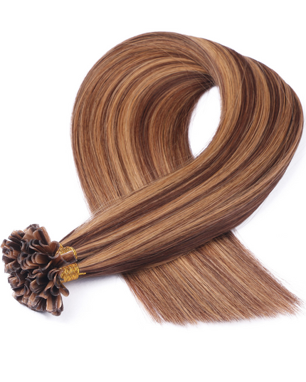U tip hair extensions---Piano Color #6/27