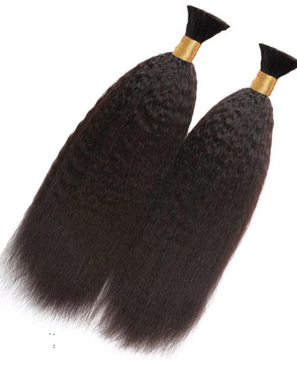 kinky straight natural black color 15A human hair bulk for braiding